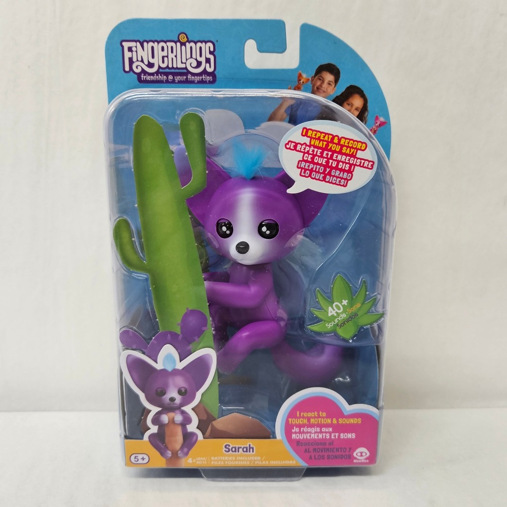 WowWee Fingerlings Sarah Purple Fox Interactive Toy Repeat Record 3574 NEW
